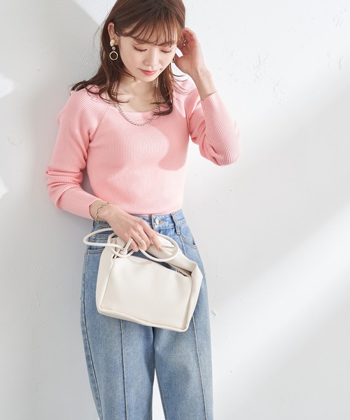 prose verse(プロズヴェール)の「スクエアネックリブニット(ニット/セーター・レディース・ホワイト/ブラック/ピンク/ライム/ホワイト系その他・MEDIUM)」の15枚目の写真