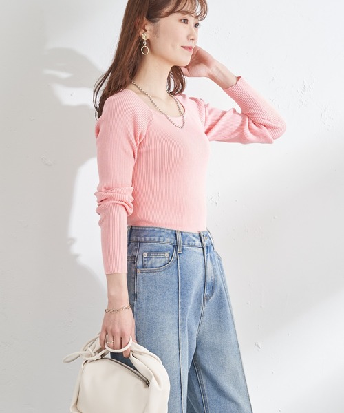 prose verse(プロズヴェール)の「スクエアネックリブニット(ニット/セーター・レディース・ホワイト/ブラック/ピンク/ライム/ホワイト系その他・MEDIUM)」の16枚目の写真