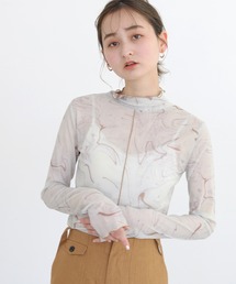 CLEIO | 【CLEIO】マーブル柄チュールインナー(Tシャツ/カットソー)