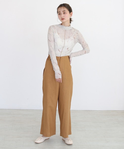 CLEIO（クレイオ）の「【CLEIO】マーブル柄チュールインナー（Tシャツ/カットソー・レディース・アイボリー/グレイッシュベージュ・FREE）」の10枚目の写真