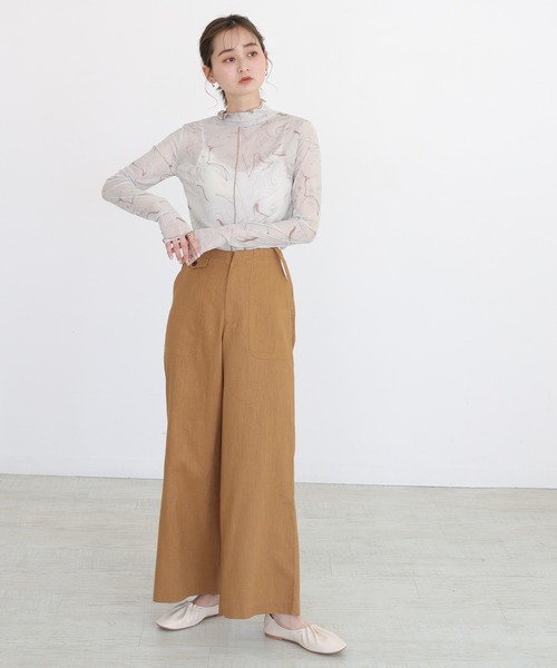 CLEIO（クレイオ）の「【CLEIO】マーブル柄チュールインナー（Tシャツ/カットソー・レディース・アイボリー/グレイッシュベージュ・FREE）」の11枚目の写真