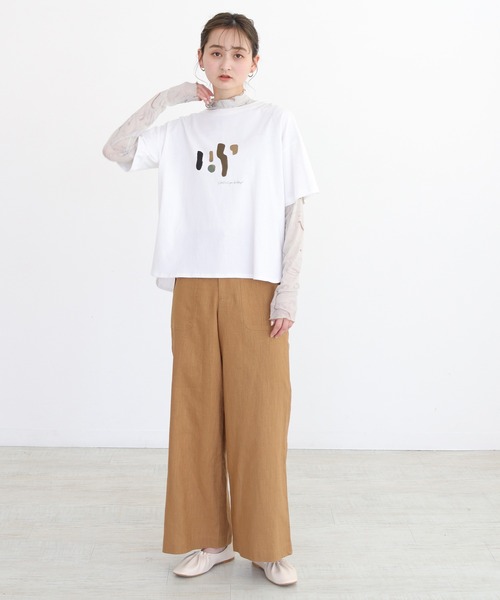 CLEIO（クレイオ）の「【CLEIO】マーブル柄チュールインナー（Tシャツ/カットソー・レディース・アイボリー/グレイッシュベージュ・FREE）」の16枚目の写真