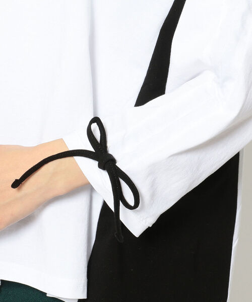 Risley(リズレー)の「Risley/リズレー/メッシュドッキング ロングスリーブTシャツ(Tシャツ/カットソー・レディース・ホワイト/ブラック・FREE)」の6枚目の写真