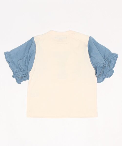 Granny Branket（グラニーブランケット）の「インディゴスリーブＴシャツ（90～140cm）（Tシャツ/カットソー・キッズ・ホワイト/アイボリー・90/100/110/120/130/140）」の3枚目の写真