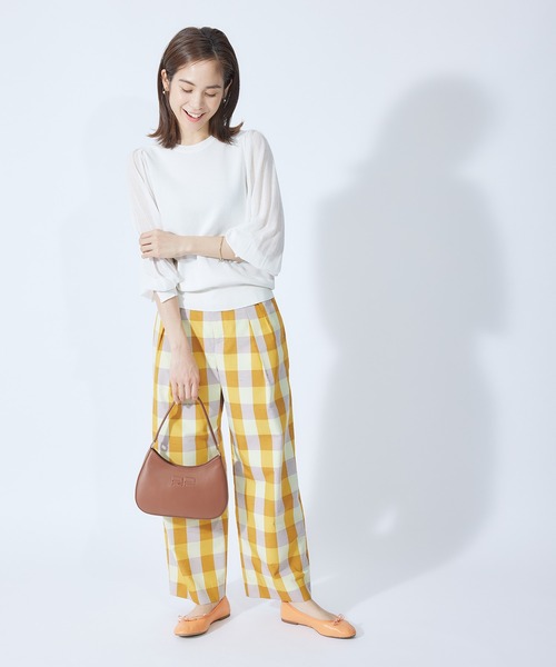 ROPE'（ロペ）の「【秋にも使える】綿ナイロンシアーパフスリーブーニット（ニット/セーター・レディース・ブラック/ホワイト/ダークラベンダー・38）」の13枚目の写真