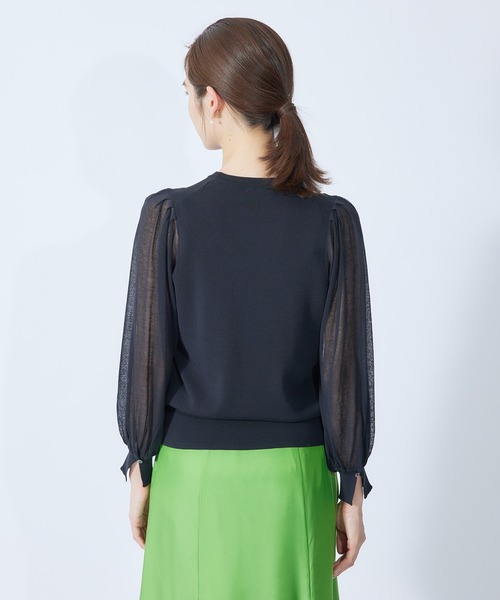 ROPE'（ロペ）の「【秋にも使える】綿ナイロンシアーパフスリーブーニット（ニット/セーター・レディース・ブラック/ホワイト/ダークラベンダー・38）」の19枚目の写真