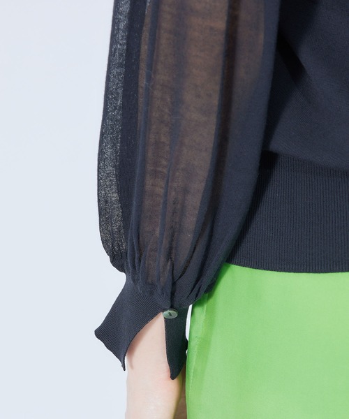 ROPE'（ロペ）の「【秋にも使える】綿ナイロンシアーパフスリーブーニット（ニット/セーター・レディース・ブラック/ホワイト/ダークラベンダー・38）」の11枚目の写真