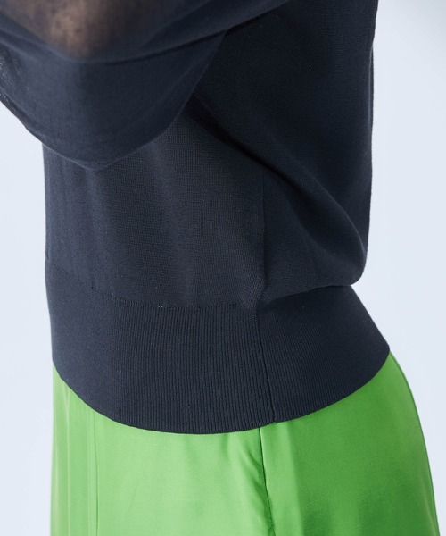 ROPE'（ロペ）の「【秋にも使える】綿ナイロンシアーパフスリーブーニット（ニット/セーター・レディース・ブラック/ホワイト/ダークラベンダー・38）」の7枚目の写真