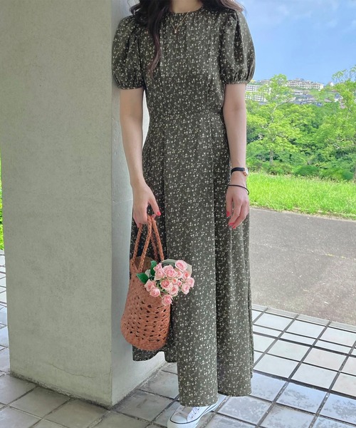 LA MARINE FRANCAISE フリル 小花柄 ロングワンピース（フリル袖