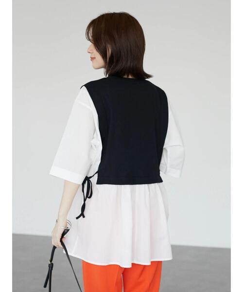 Green　Parks（グリーンパークス）の「テレコドッキングチュニック（シャツ/ブラウス・レディース・ホワイト/ネイビー/ライトグリーン・FREE）」の22枚目の写真