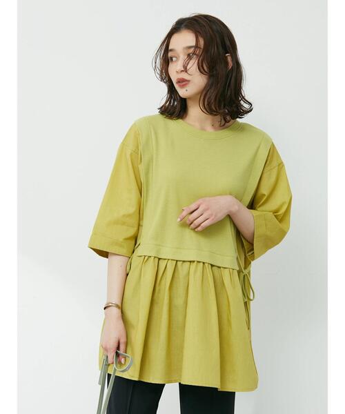 Green　Parks（グリーンパークス）の「テレコドッキングチュニック（シャツ/ブラウス・レディース・ホワイト/ネイビー/ライトグリーン・FREE）」の20枚目の写真