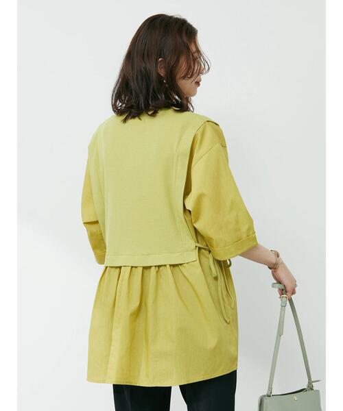 Green　Parks（グリーンパークス）の「テレコドッキングチュニック（シャツ/ブラウス・レディース・ホワイト/ネイビー/ライトグリーン・FREE）」の15枚目の写真