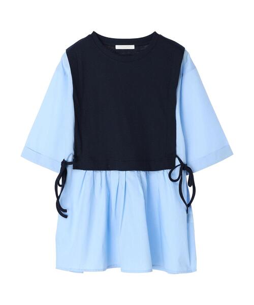 Green　Parks（グリーンパークス）の「テレコドッキングチュニック（シャツ/ブラウス・レディース・ホワイト/ネイビー/ライトグリーン・FREE）」の12枚目の写真