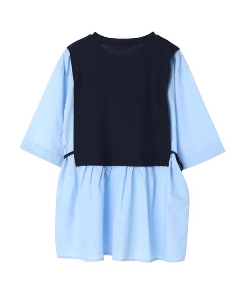 Green　Parks（グリーンパークス）の「テレコドッキングチュニック（シャツ/ブラウス・レディース・ホワイト/ネイビー/ライトグリーン・FREE）」の6枚目の写真