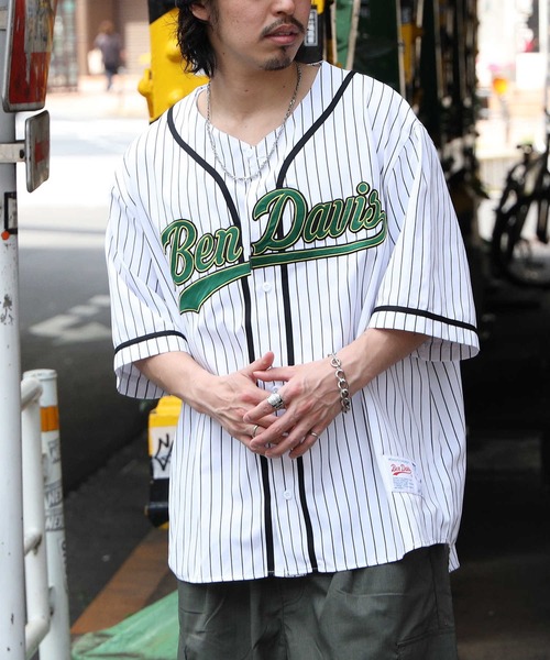 BEN DAVIS（ベンデイビス）の「【BEN DAVIS】ベースボール半袖シャツ（シャツ/ブラウス・メンズ・ブラック/ダークグリーン/ホワイト×ブルー/ブラック×ホワイト・S/M/L/XL）」の4枚目の写真