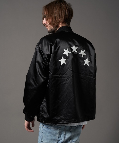 STUD MUFFIN(スタッドマフィン)の「mj8574-ナイロン-ファー レタードスターワッペン リブコーチジャケット(ナイロンジャケット・メンズ・ブラック・3/4/2)」の13枚目の写真