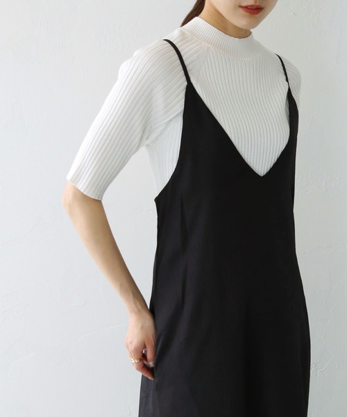 HER CLOSET（ハークローゼット）の「【cheriella】WEB限定ハーフスリーブプチハイネックカラフルリブニット（ニット/セーター・レディース・ブルー/イエロー/レッド/ブラック/ホワイト・M）」の19枚目の写真