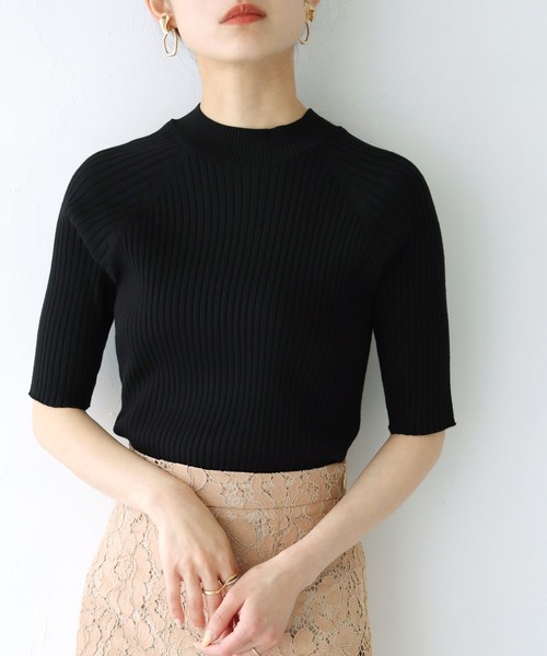 HER CLOSET（ハークローゼット）の「【cheriella】WEB限定ハーフスリーブプチハイネックカラフルリブニット（ニット/セーター・レディース・ブルー/イエロー/レッド/ブラック/ホワイト・M）」の20枚目の写真