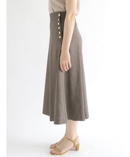 ★新品タグ付★untitled★リネンフレアスカート カッセンシフォン フレアスカート（マキシ・ロングスカート