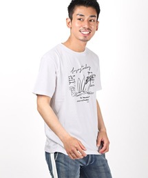 サーフイラストプリント半袖Tシャツ