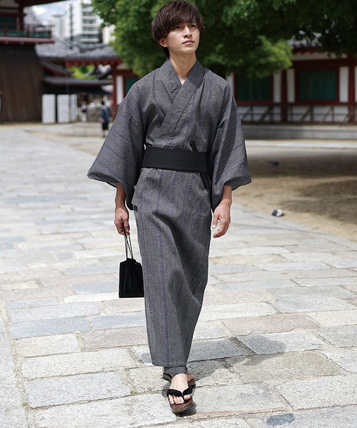 MinoriTY（マイノリティ）の「浴衣 腰帯 巾着 扇子 下駄【5点セット】夏服（浴衣・メンズ・ブラック/ネイビー/ブラック系その他/グレー系その他/ネイビー系・L/M）」の4枚目の写真