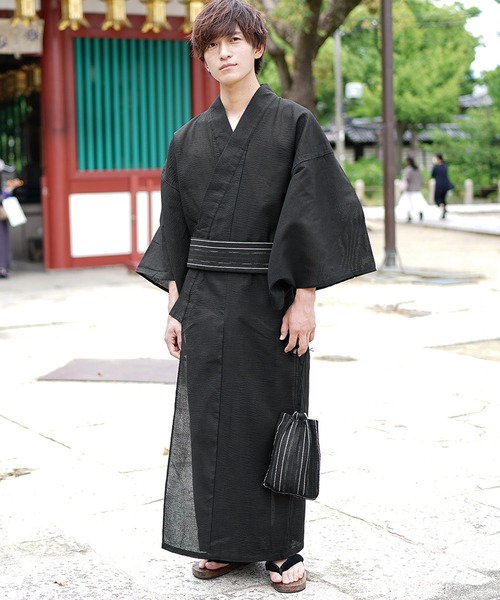 MinoriTY（マイノリティ）の「浴衣 腰帯 巾着 扇子 下駄【5点セット】夏服（浴衣・メンズ・ブラック/ネイビー/ブラック系その他/グレー系その他/ネイビー系・L/M）」の7枚目の写真