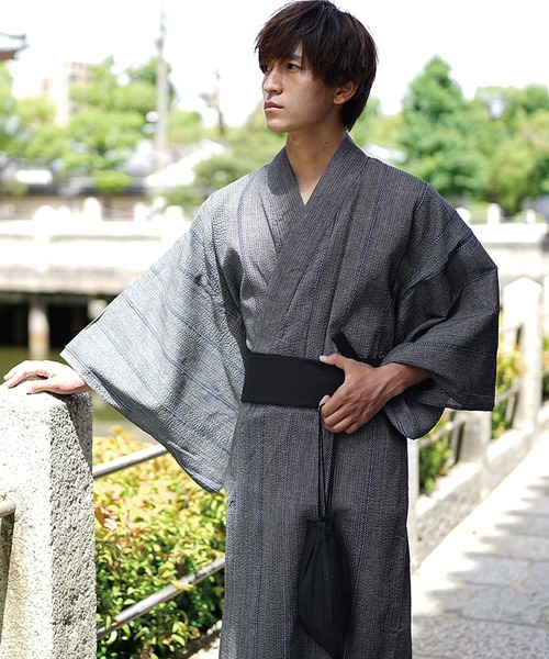 MinoriTY（マイノリティ）の「浴衣 腰帯 巾着 扇子 下駄【5点セット】夏服（浴衣・メンズ・ブラック/ネイビー/ブラック系その他/グレー系その他/ネイビー系・L/M）」の12枚目の写真