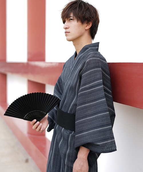 MinoriTY（マイノリティ）の「浴衣 腰帯 巾着 扇子 下駄【5点セット】夏服（浴衣・メンズ・ブラック/ネイビー/ブラック系その他/グレー系その他/ネイビー系・L/M）」の17枚目の写真