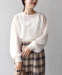 SHIPS（シップス）の「〈手洗い可能〉トリコットオーガンジーシアーTEE◆（Tシャツ/カットソー）」
