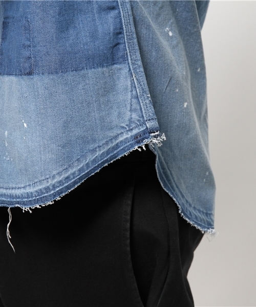 EDIFICE（エディフィス）の「ライトデニム リメイクワークシャツ（シャツ/ブラウス・メンズ・ブルー/スカイブルー・44/46/48）」の8枚目の写真