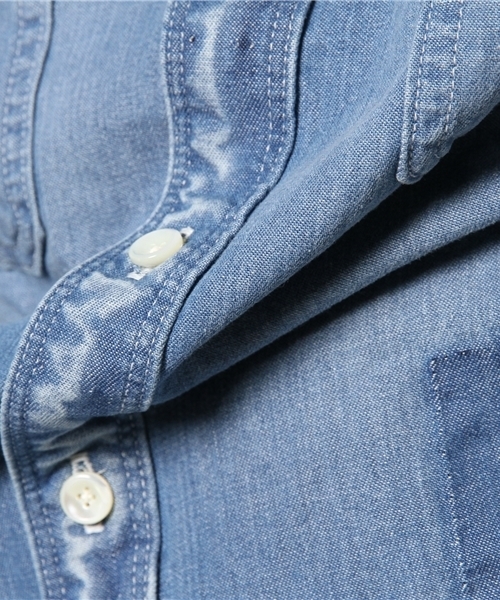 EDIFICE（エディフィス）の「ライトデニム リメイクワークシャツ（シャツ/ブラウス・メンズ・ブルー/スカイブルー・44/46/48）」の12枚目の写真