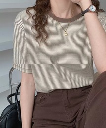 ボーダー配色Tシャツ(半袖)