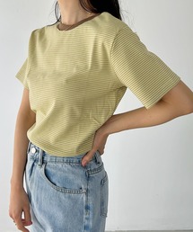 ボーダー配色Tシャツ(半袖)