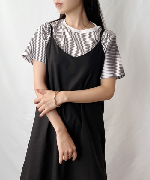 H.Warren（エイチウォーレン）の「ボーダー配色Tシャツ(半袖)（Tシャツ/カットソー・レディース・ホワイト/ブラック/ベージュ/イエロー・FREE）」の22枚目の写真