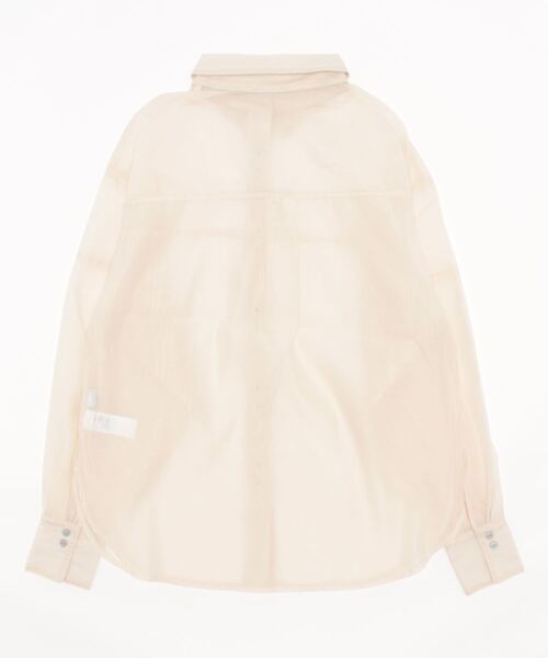 AZUL by moussy（アズールバイマウジー）の「FORM SLEEVE SHEER SH/フォルムスリーブシアーシャツ（シャツ/ブラウス・レディース・アイボリー/ライトカーキ/ダークブルー・FREE）」の4枚目の写真