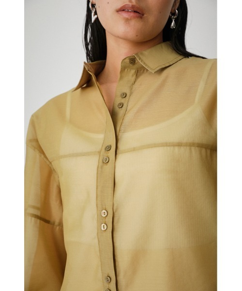 AZUL by moussy（アズールバイマウジー）の「FORM SLEEVE SHEER SH/フォルムスリーブシアーシャツ（シャツ/ブラウス・レディース・アイボリー/ライトカーキ/ダークブルー・FREE）」の19枚目の写真