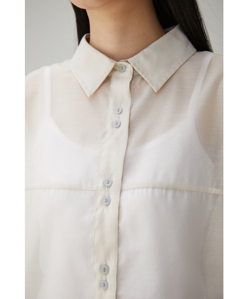AZUL by moussy（アズールバイマウジー）の「FORM SLEEVE SHEER SH/フォルムスリーブシアーシャツ（シャツ/ブラウス・レディース・アイボリー/ライトカーキ/ダークブルー・FREE）」の10枚目の写真