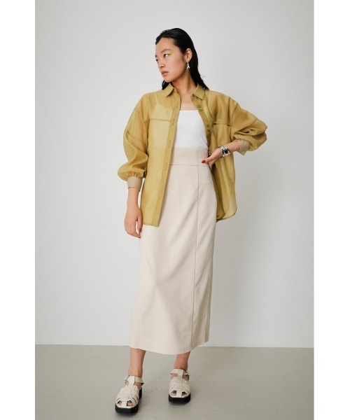 AZUL by moussy（アズールバイマウジー）の「FORM SLEEVE SHEER SH/フォルムスリーブシアーシャツ（シャツ/ブラウス・レディース・アイボリー/ライトカーキ/ダークブルー・FREE）」の15枚目の写真