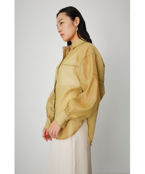 AZUL by moussy（アズールバイマウジー）の「FORM SLEEVE SHEER SH/フォルムスリーブシアーシャツ（シャツ/ブラウス・レディース・アイボリー/ライトカーキ/ダークブルー・FREE）」の17枚目の写真