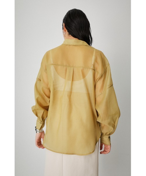 AZUL by moussy（アズールバイマウジー）の「FORM SLEEVE SHEER SH/フォルムスリーブシアーシャツ（シャツ/ブラウス・レディース・アイボリー/ライトカーキ/ダークブルー・FREE）」の18枚目の写真