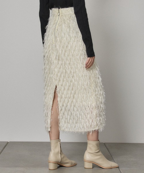 PUBLIC TOKYO（パブリックトウキョウ）の「フェザーライクJQスカート（スカート・レディース・ブラック/アイボリー・FREE）」の10枚目の写真