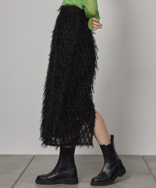 PUBLIC TOKYO（パブリックトウキョウ）の「フェザーライクJQスカート（スカート・レディース・ブラック/アイボリー・FREE）」の9枚目の写真