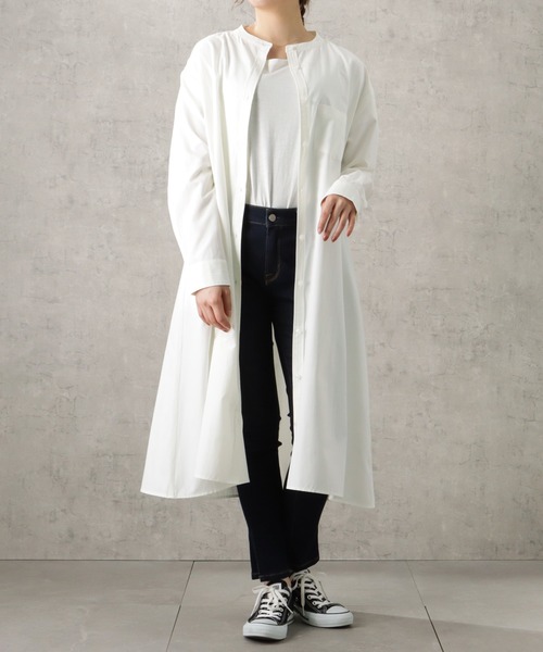 美品⁂センソユニコ⁂ロングシャツワンピース バンドカラー 切り替