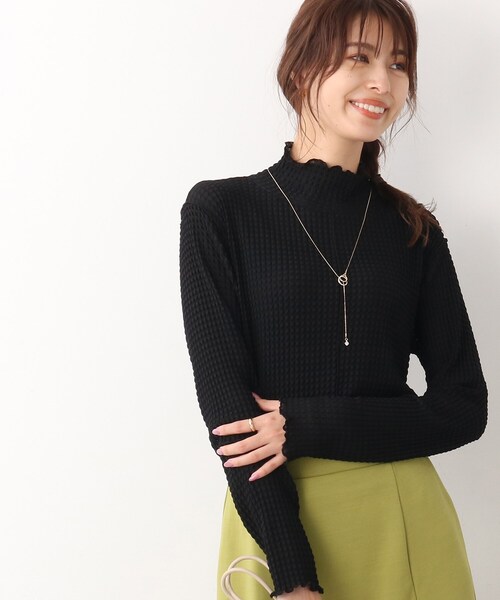 DRESKIP（ドレスキップ）の「◆レイヤードスタイルに シアーチェック ハイネックトップス（Tシャツ/カットソー・レディース・オフホワイト/ライトグレー/ブラック・03/02）」の3枚目の写真