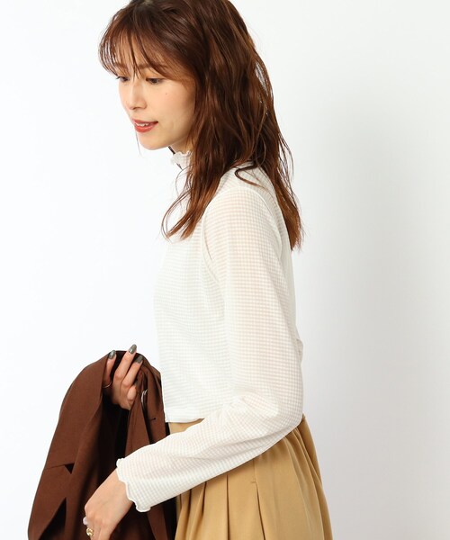 DRESKIP（ドレスキップ）の「◆レイヤードスタイルに シアーチェック ハイネックトップス（Tシャツ/カットソー・レディース・オフホワイト/ライトグレー/ブラック・03/02）」の12枚目の写真