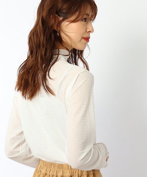 DRESKIP（ドレスキップ）の「◆レイヤードスタイルに シアーチェック ハイネックトップス（Tシャツ/カットソー・レディース・オフホワイト/ライトグレー/ブラック・03/02）」の13枚目の写真