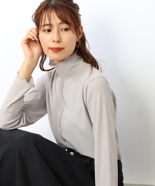 DRESKIP（ドレスキップ）の「◆レイヤードスタイルに シアーチェック ハイネックトップス（Tシャツ/カットソー・レディース・オフホワイト/ライトグレー/ブラック・03/02）」の18枚目の写真