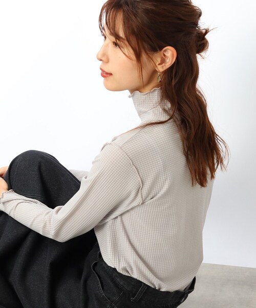 DRESKIP（ドレスキップ）の「◆レイヤードスタイルに シアーチェック ハイネックトップス（Tシャツ/カットソー・レディース・オフホワイト/ライトグレー/ブラック・03/02）」の19枚目の写真