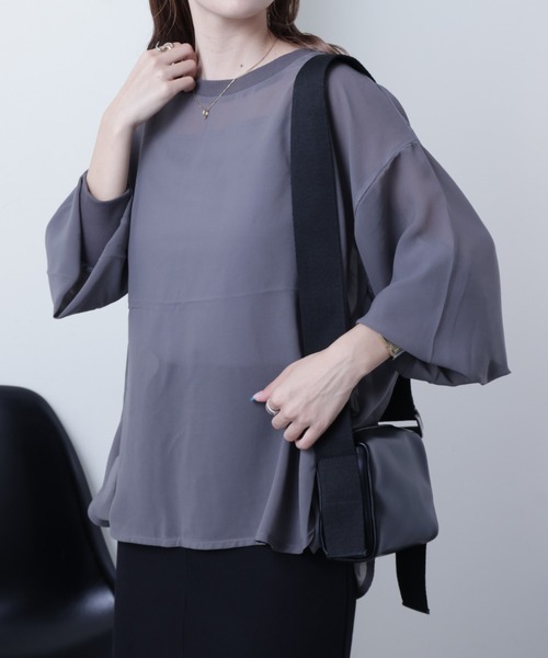 COLONY 2139（コロニートゥーワンスリーナイン）の「長袖シアートップス&キャミセット（Tシャツ/カットソー・レディース・ブラック/ブラウン/グレー/ブルー/アイボリー・FREE）」の3枚目の写真