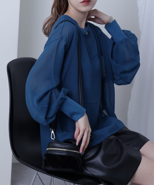 COLONY 2139（コロニートゥーワンスリーナイン）の「長袖シアートップス&キャミセット（Tシャツ/カットソー・レディース・ブラック/ブラウン/グレー/ブルー/アイボリー・FREE）」の5枚目の写真